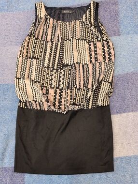 Wanko Black and Pink Patterned Pencil Skirt Dress